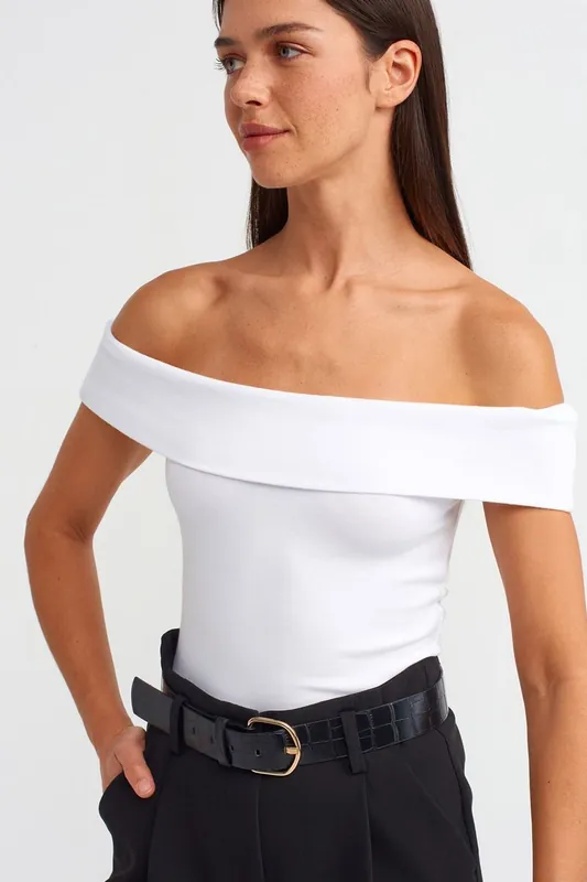 Off-Shoulder Slim-Fit Jersey Blouse