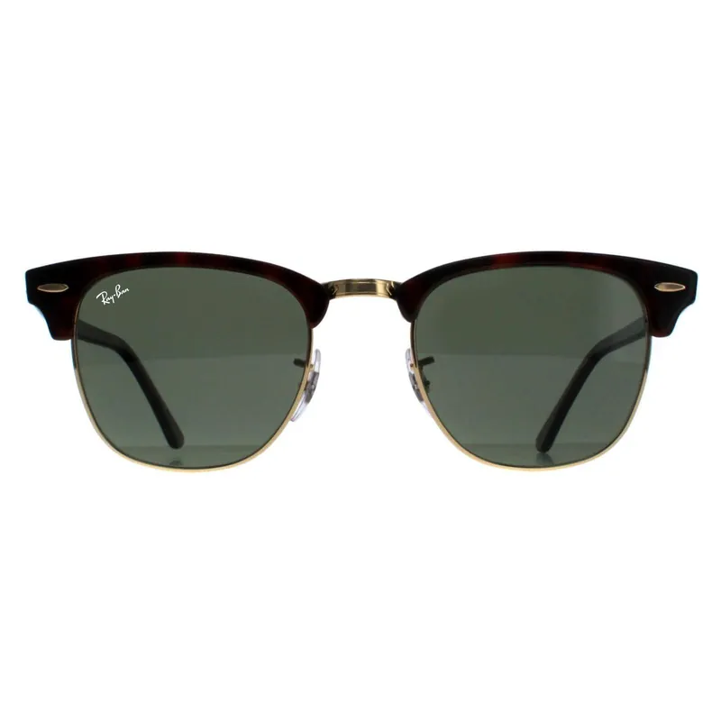 Round Red Havana Green Polarized Clubmaster 3016 Sunglasses - Ray-Ban
