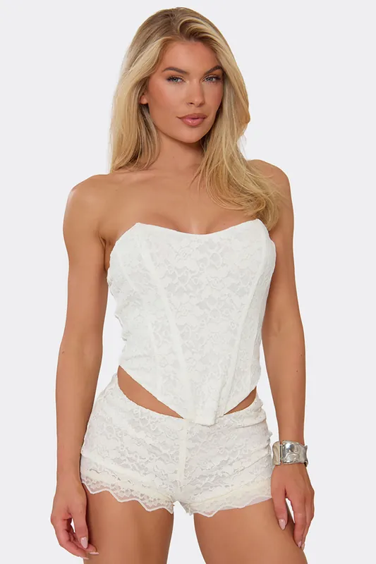 Sleeveless Bandeau Lace Corset Top - EGO