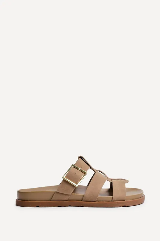 Restore Taupe Faux Nubuck Slip-On Gladiator Sandals