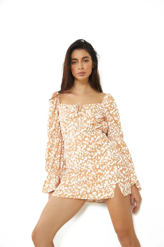 Floral Puff Sleeve Crop Top - Shnoo