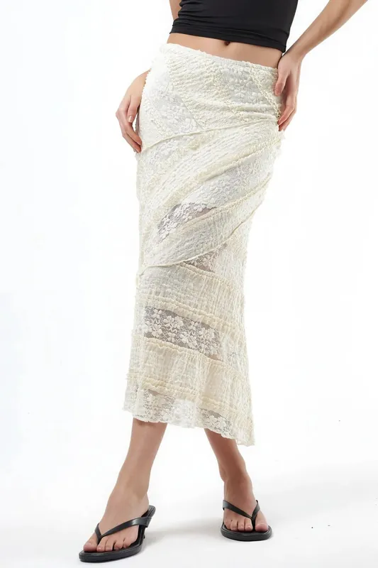 Textured A-Line Midi Skirt