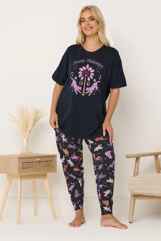 Mystic Midnight' Cuffed Pyjama Set - Yours