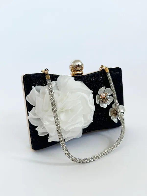 Square Clutch Bag with 3D Florals - SVNX