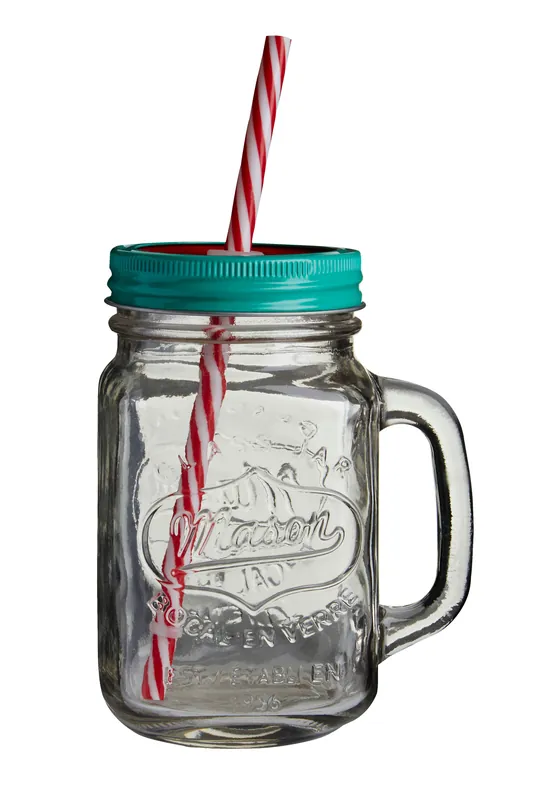 Versatile Embossed Coloured Mason Jar Mug With Watermelon Lid, Embossed Glass Bottle With Metal Lid - Orsina