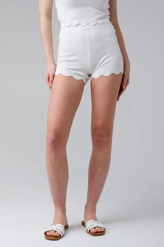 High Waisted Knit Shorts With Elasticated Waistband - Influence