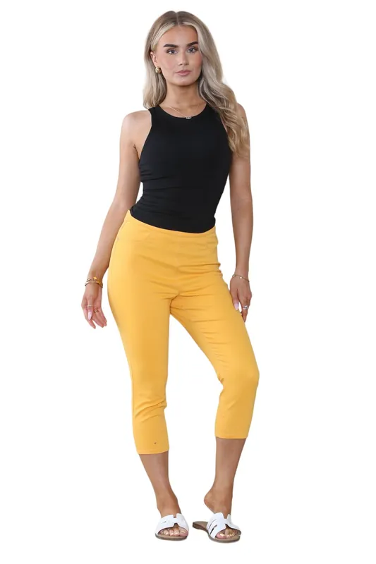 Orange Peel High Waist Skinny Fit Stretch Cropped Jeans with Elasticated Waist - ELAINA FASHION