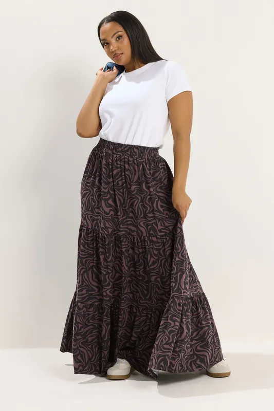 Abstract Tiered Maxi Skirt - Yours