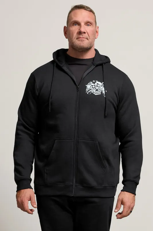 Skull Military Zip Through Hoodie - BadRhino