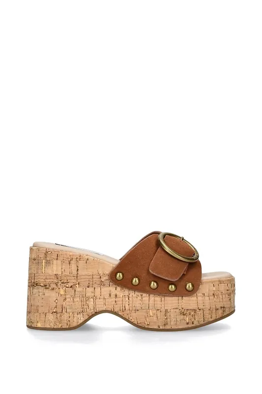 Pedestal Brown Suede' Suede Sandals - STEVE MADDEN
