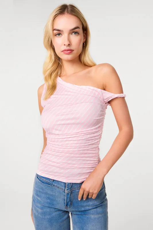 Pink Stripe Asymmetric top - Pink Vanilla