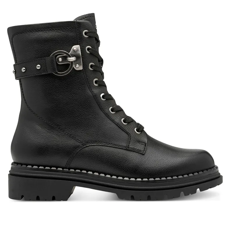 Tamaris Fashion Leather Lace-Up Zip Combat Ankle Boots