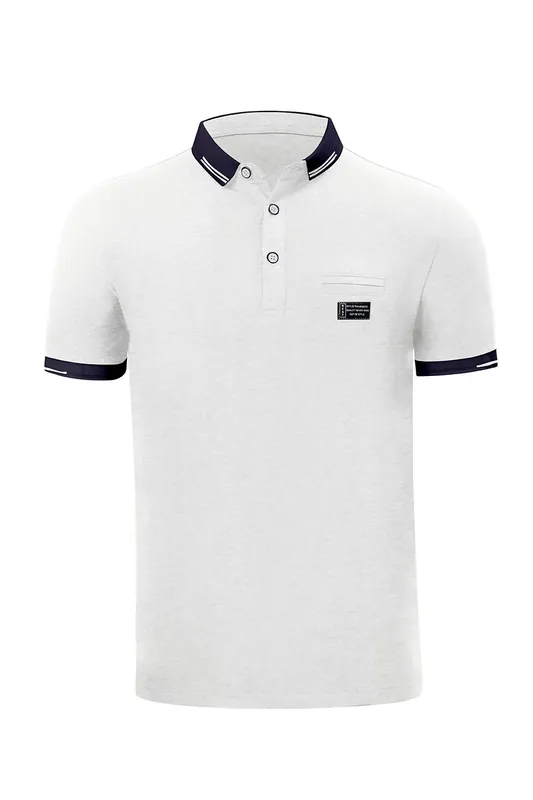 Turn Down Collar Short Sleeve Polo Shirt - MODISHION
