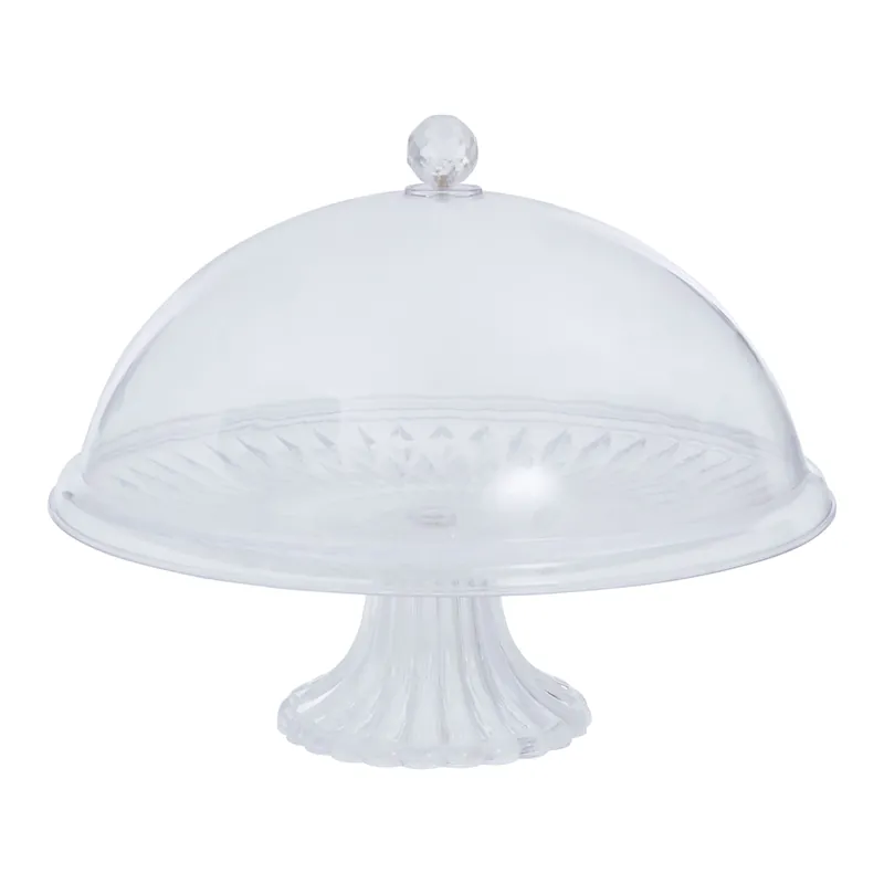 Clear Acrylic Cake Stand with Dome Lid, Graceful Glass Cake Stand And Dome Cover, Clear Acrylic Cake Holder - Orsina
