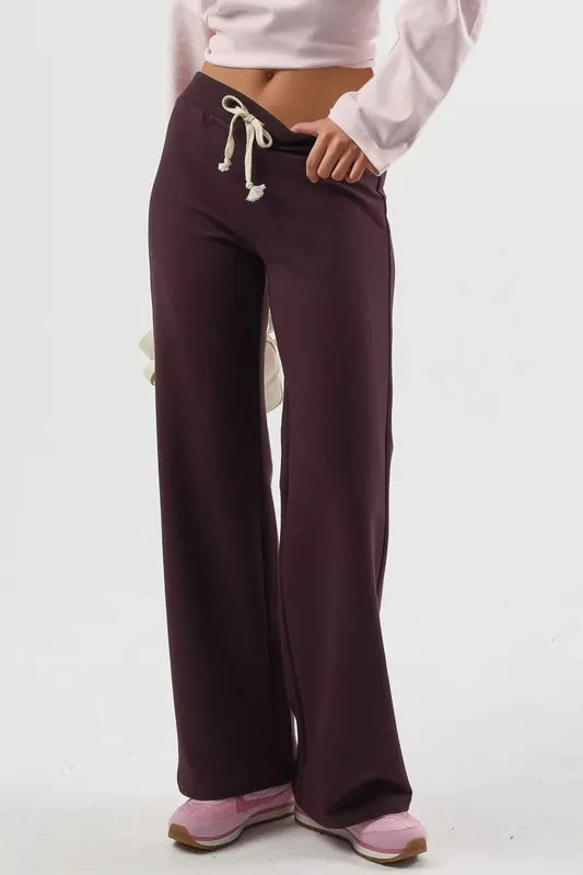 Straight Leg Sweatpants with Drawstring - Busem