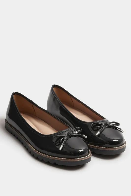 Patent Ballet Pumps In Wide Fit - Yours