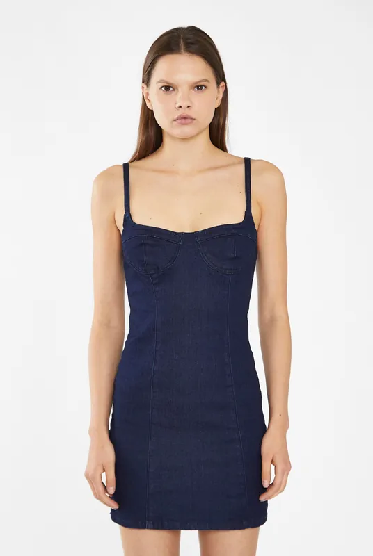 Indigo Blue Denim Corset Mini-Dress