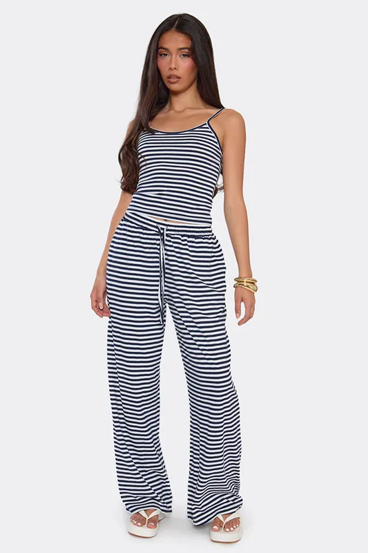 Wide Leg Striped Trousers - EGO