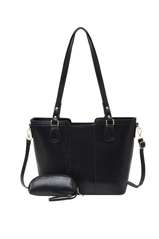 2 Pcs Elegant PU Leather Tote Bag Set - MODISHION
