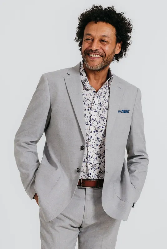 Light Grey Linen Suit Jacket - Dobell