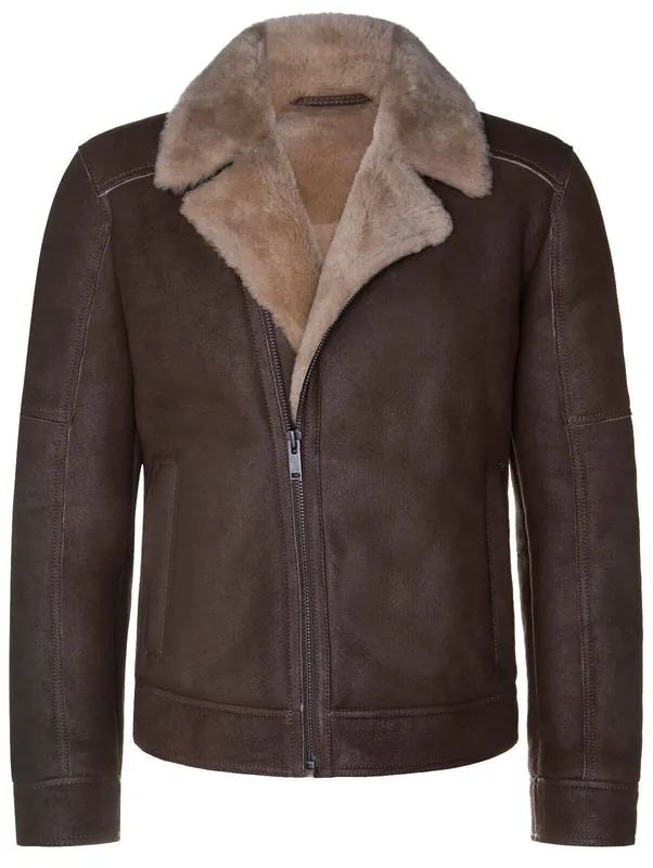Sheepskin Leather Biker Jacket-Bruma