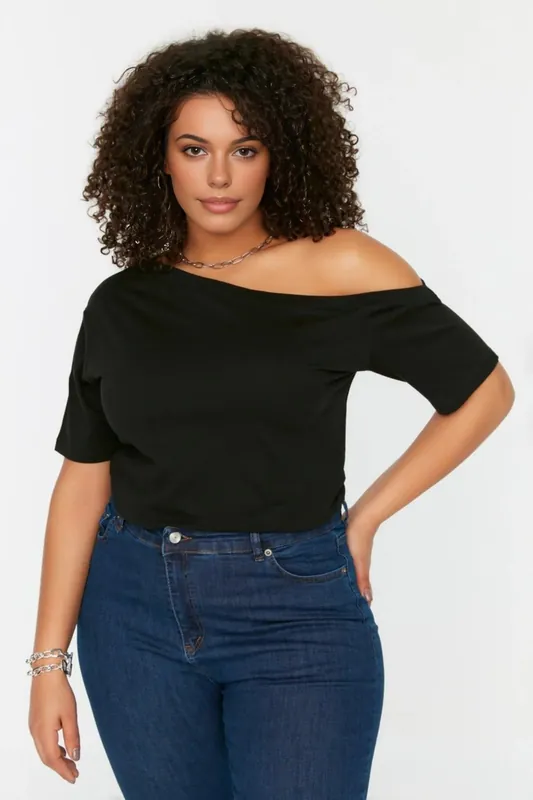Off the Shoulder Relaxed Fit Short Sleeve Top - WOVCOR