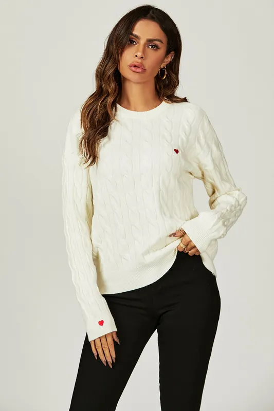 Heart Embroidery Jumper Top - FS Collection