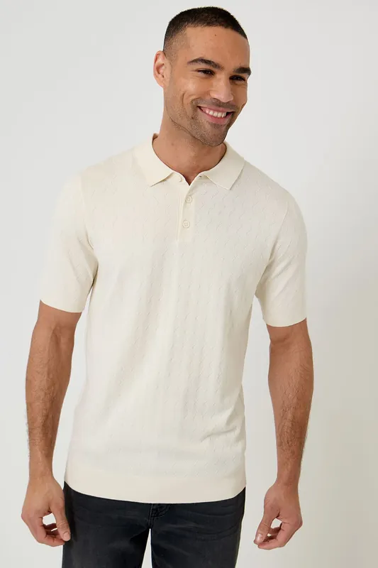 Zig Zag Stitch Knitted Polo - Threadbare