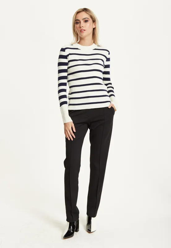 Navy White Stripe Jumper - Liquorish
