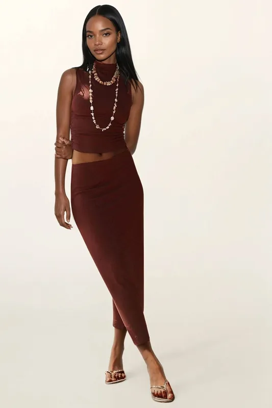 Slim Fit Halter Collar Knitted Top - Hiccup