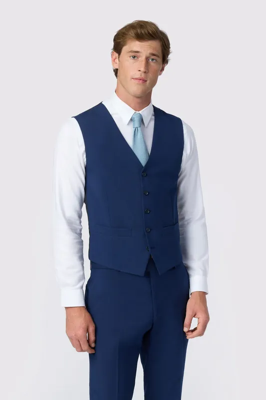 Bright Blue Slim Waistcoat - Antique Rogue