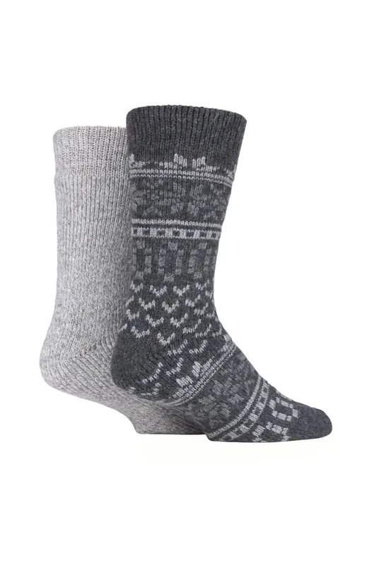 Mens 2 Pair Ribbed Wool Boot Socks with Smooth Toe Seams - SOCKSHOP