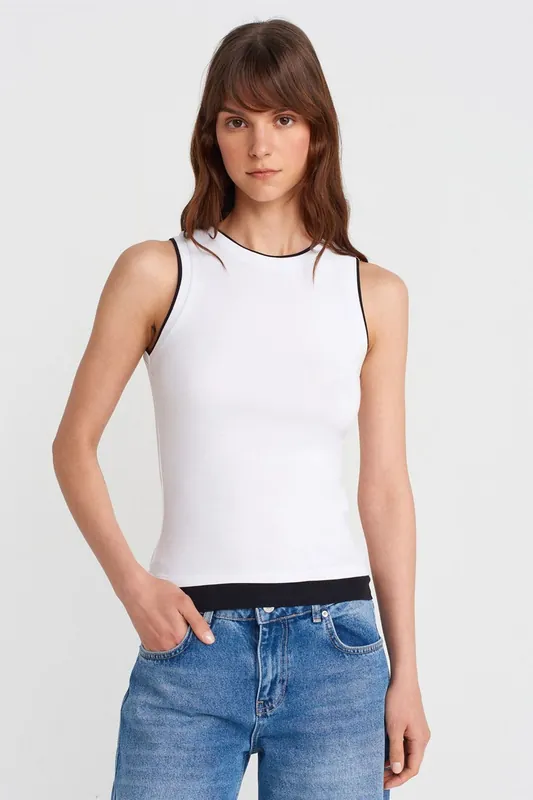 Sleeveless Ribbed Cotton Blouse - Dilvin