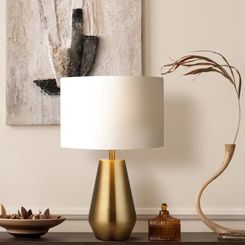 Pair Touch Table Lamps Antique Brass BaseCream Shade Table Lamp - Lighting Collection