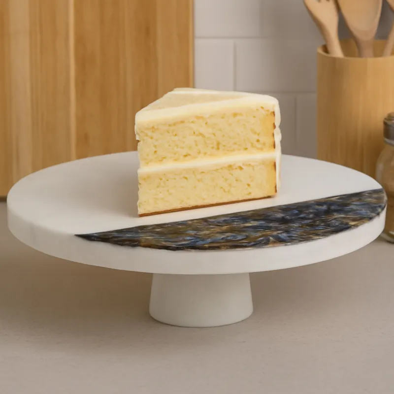 Imogen White Marble Round Cake Stand - Orsina