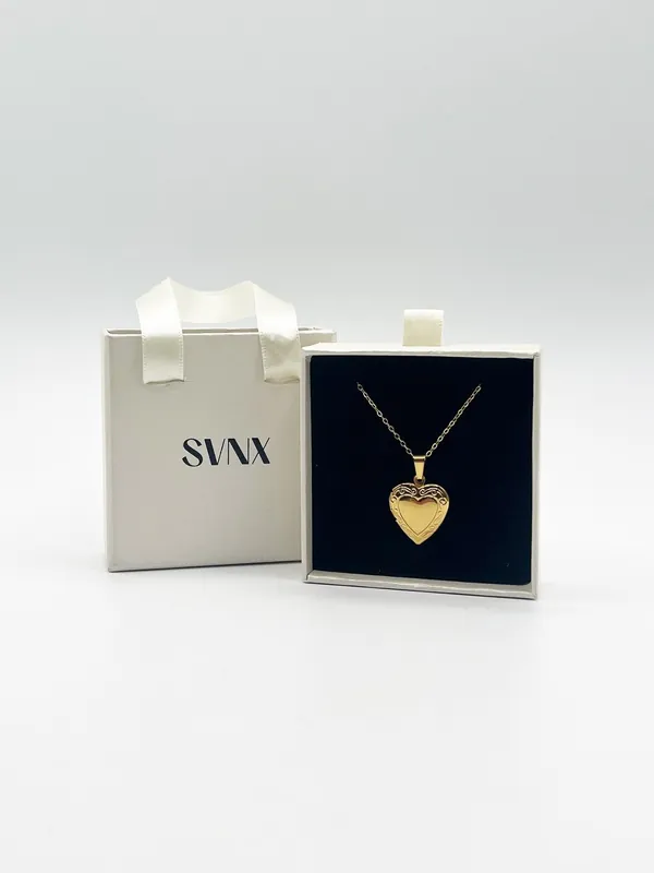Large Heart Locket Necklace in Gold - Gift Boxed