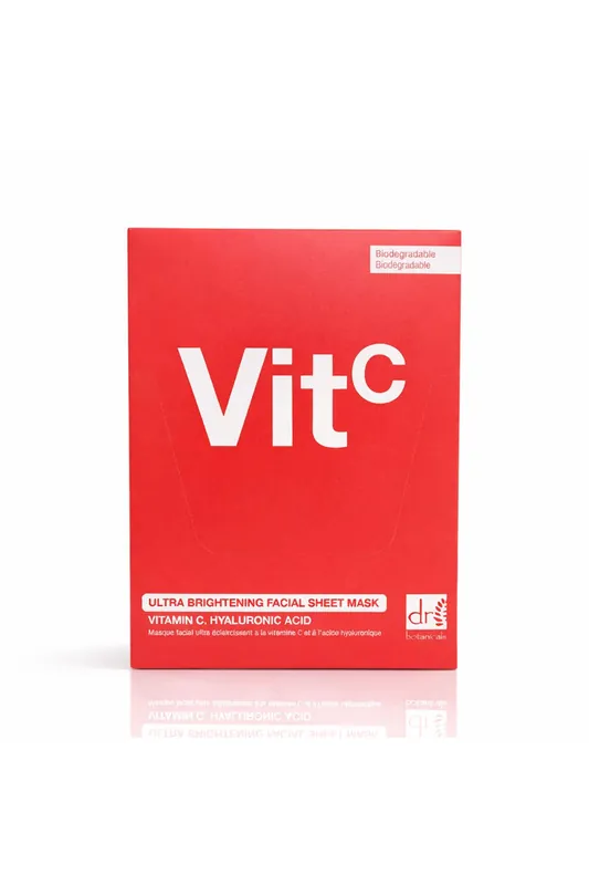Ultra Brightening Facial Mask Vitamin C and Hyaluronic Acid Pack of 10 - Dr. Botanicals