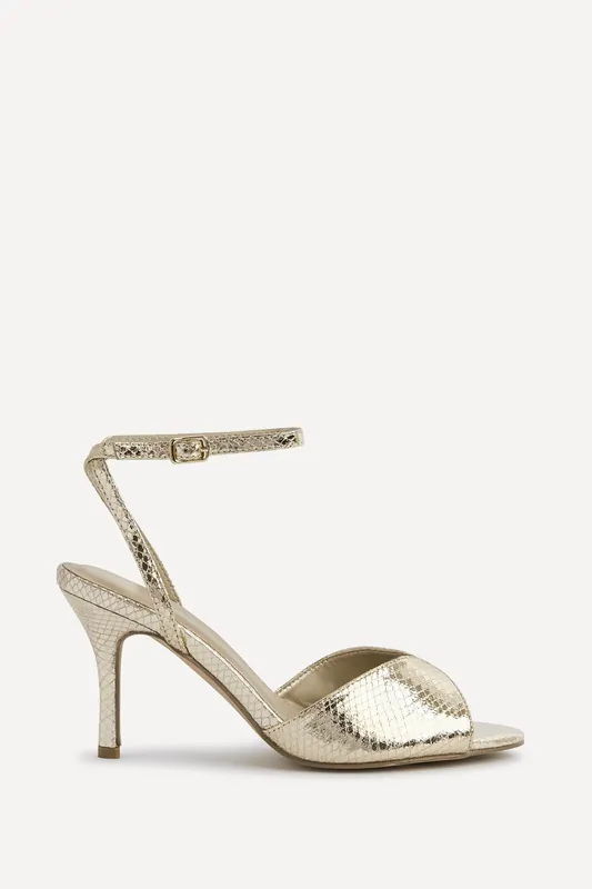 Parlour Gold Faux Leather Peep Toe Stiletto Heel - Linzi