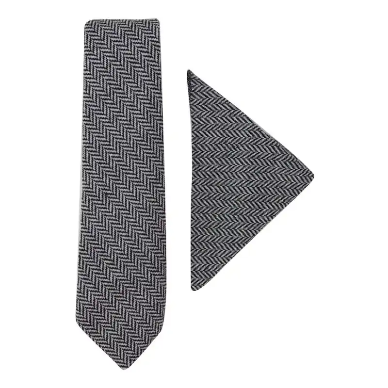 Tweed Tie Hankie Vintage Wool Herringbone - TruClothing