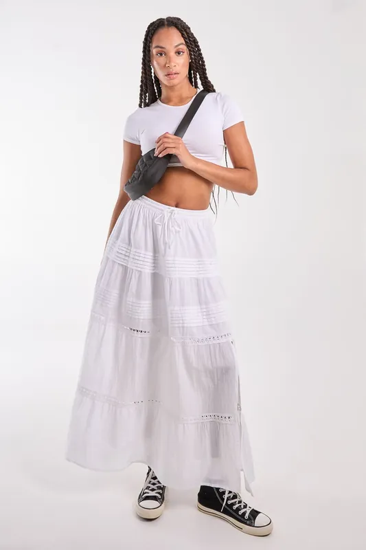 Prairie Tiered Maxi Skirt - Pink Vanilla
