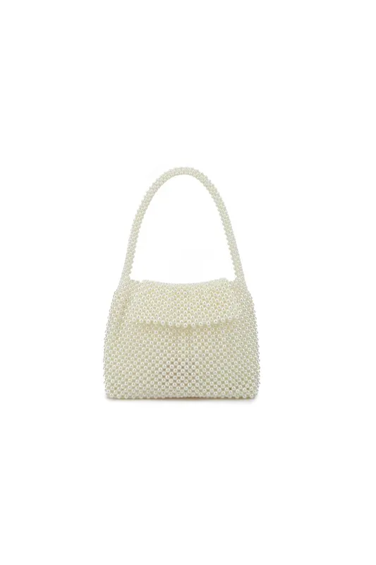 Ivory Faux Pearl Evening Bag - Aftershock London