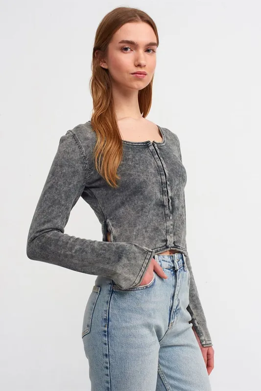 Cotton Ribbed Crop Cardigan - Dilvin