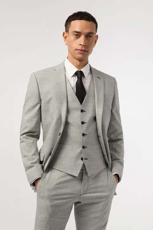 Monochrome Check Slim Fit Jacket - Antique Rogue