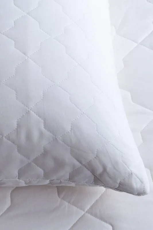 Quilted Cotton Pillow Protector Pair - Soak&Sleep