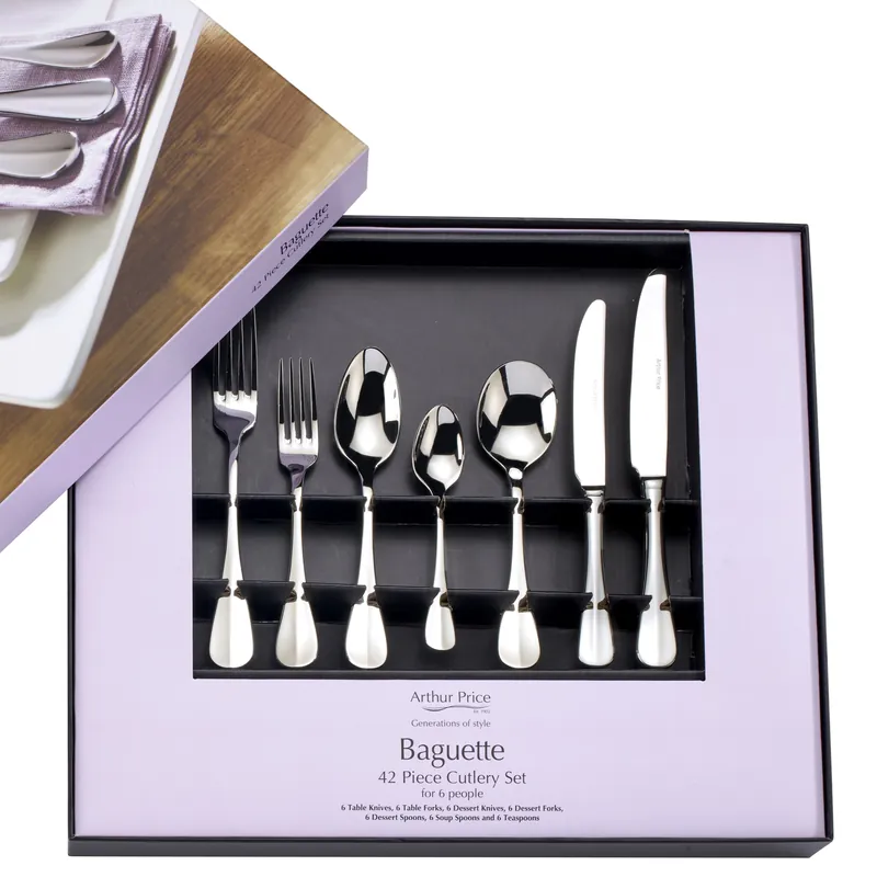 'Baguette' Stainless Steel 42 Piece 6 Person Boxed Cutlery Set - Arthur Price