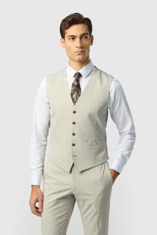 Single Breasted Five Button Slim Fit Suit Waistcoat - Antique Rogue