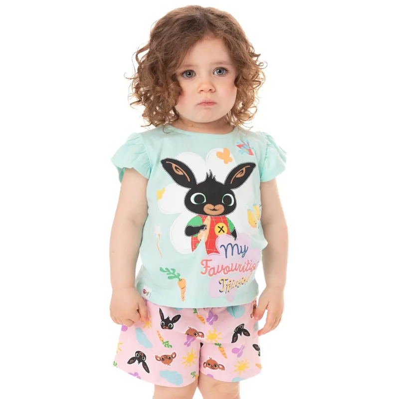 Bing Bunny Short Sleeve Short Leg Pyjama Set | Girls Blue |