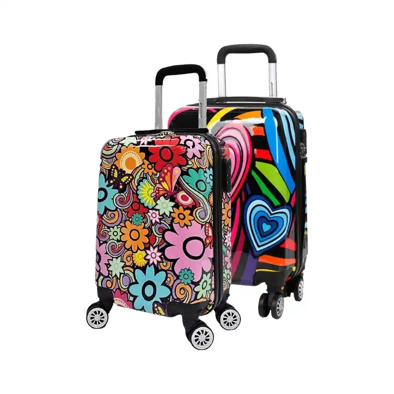 Printed Hard Shell Cabin 56 x 37 x 24 cm Suitcase Suitable for Easyjet, Ryanair - Infinity Leather