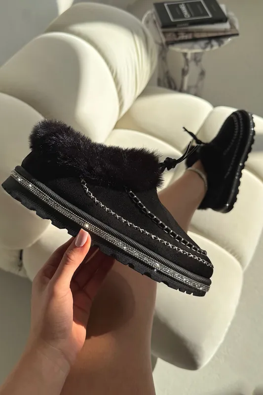 Crystal Faux Fur Lined Tazgirl Outdoor Slippers - Love Lemonade