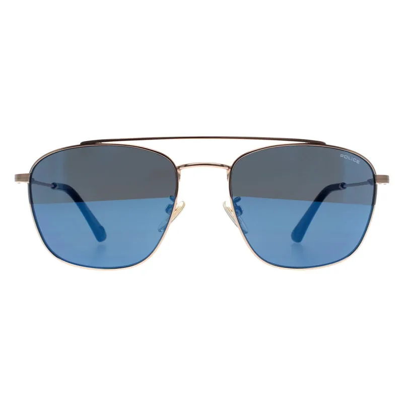 Square Shiny Rose Gold Smoke Mirror Blue SPL996 Origins Lite 2 - Police